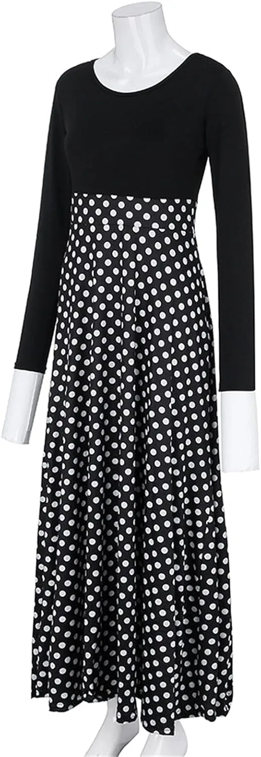 Women's Casual Dresses Floral Print Crewneck Maxi Dresses Long Sleeve Fall Dress