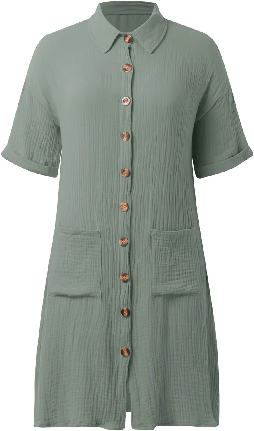 Womens Casual Short Sleeve Side Split Button Down Long Kimonos Cardigans Swimsuit Cover Ups Prom Dresses