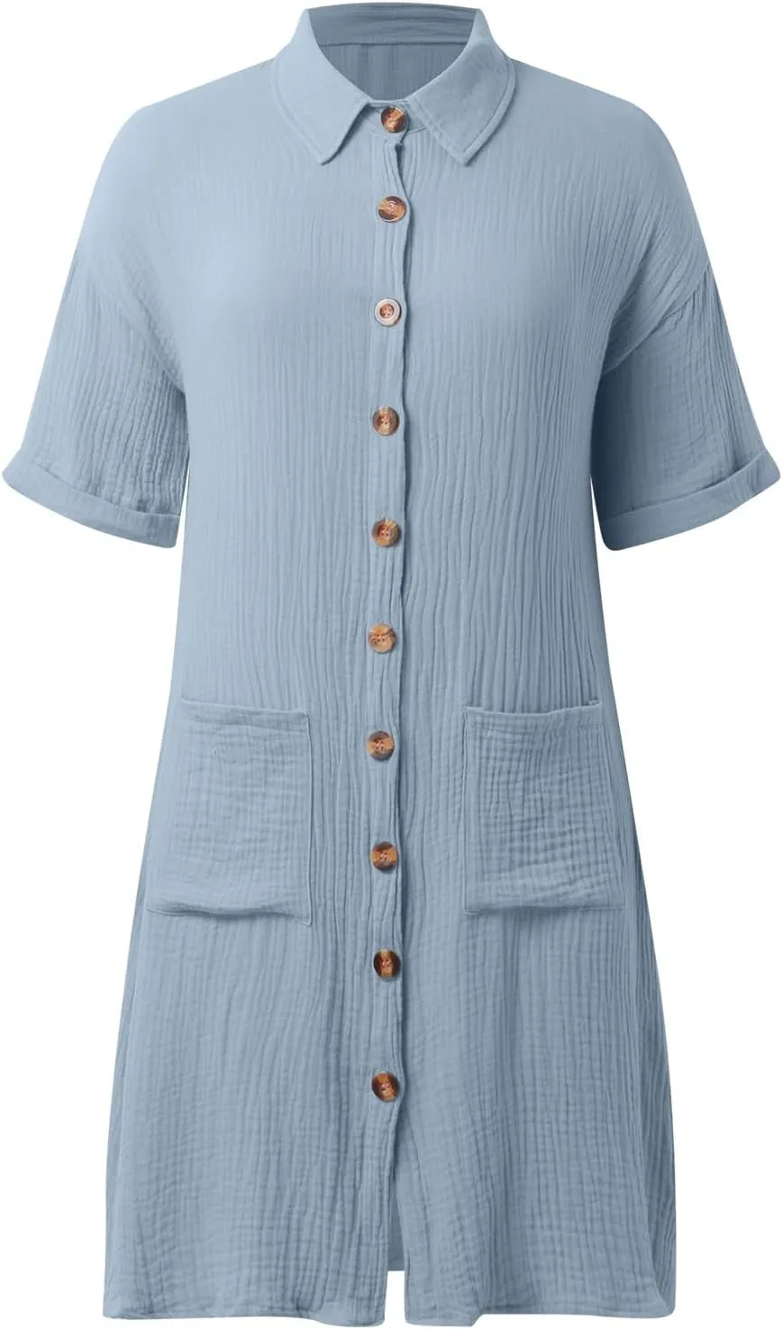 Womens Casual Short Sleeve Side Split Button Down Long Kimonos Cardigans Swimsuit Cover Ups Prom Dresses