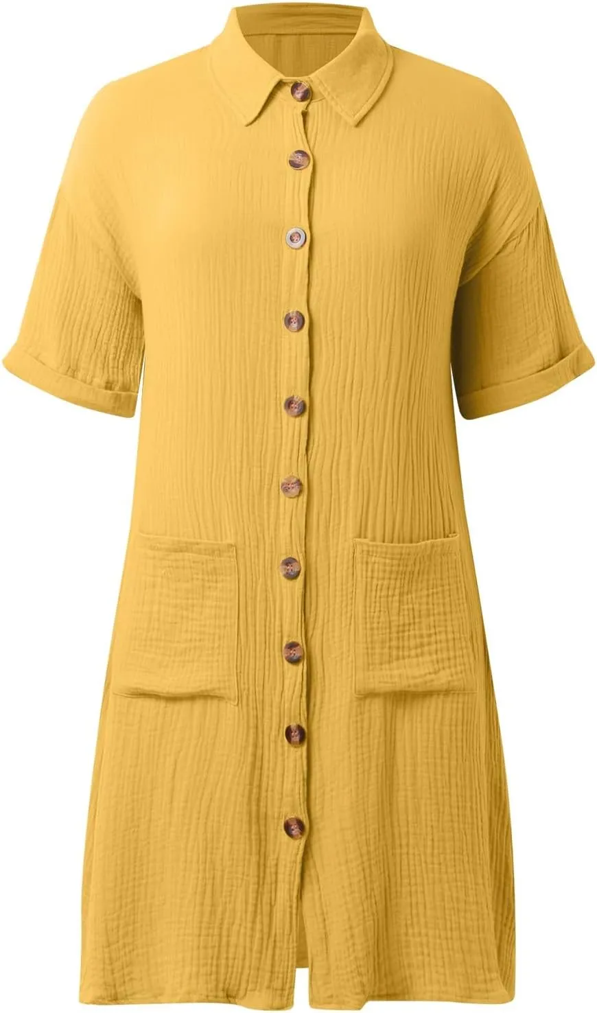 Womens Casual Short Sleeve Side Split Button Down Long Kimonos Cardigans Swimsuit Cover Ups Prom Dresses