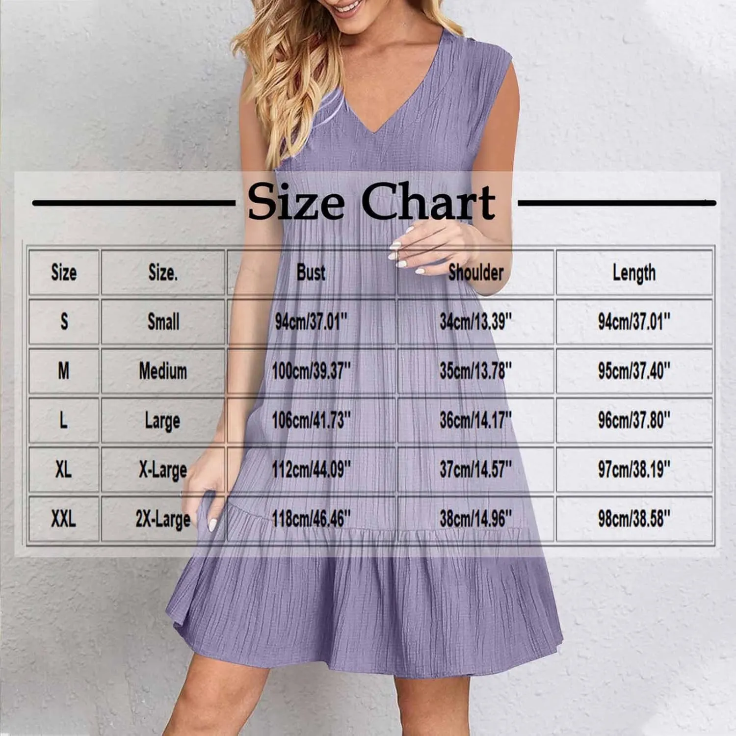 Women's Casual Sleeveless Midi Dresses Comfy V-Neck Smocked Waist Swing Dress A Line Empire Waist Casual Summer Sundress
