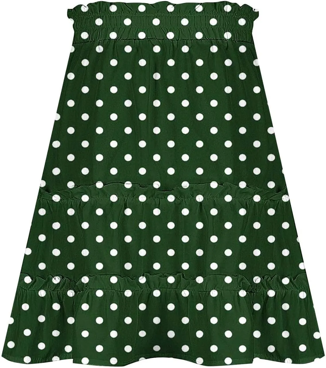 Women's Casual Summer Skirts High Waist Pleated Skirts A-Line Flowy Swing Tiered Skirt Polka Dots Beach Skirt