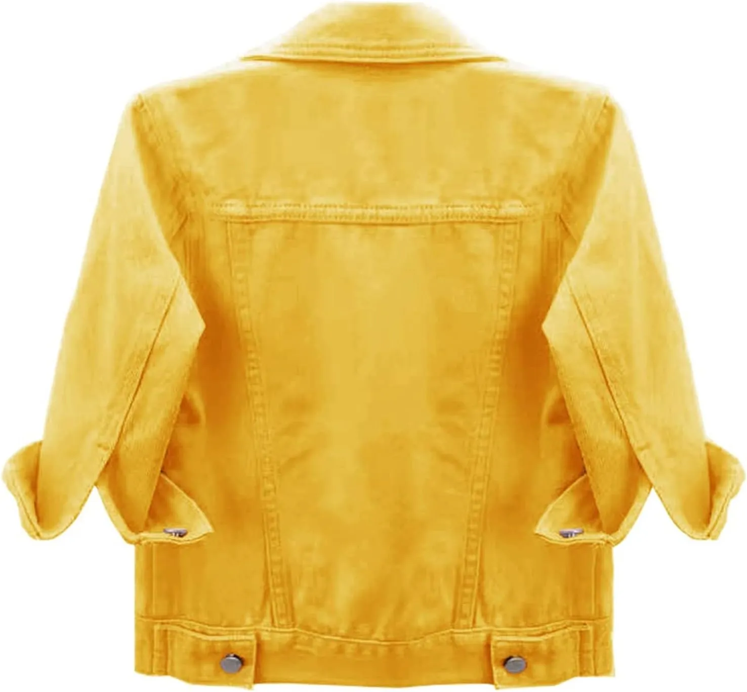 Womens Cropped Denim Jacket 3/4 Sleeve Short Jean Jacket Button Down Retro Lightweight Trucker Coat