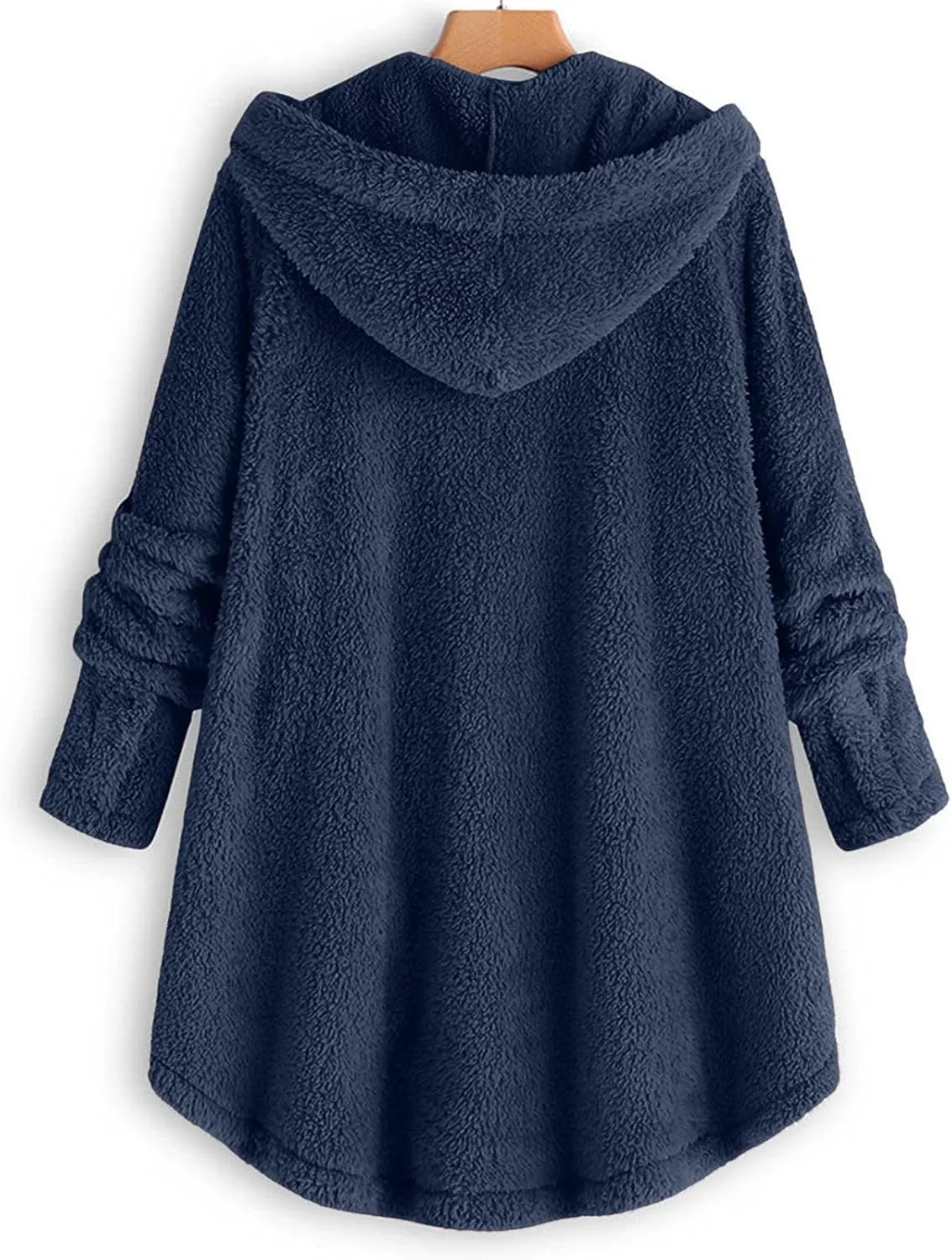 Womens Cute Home Hooded Fleece Coat Single Breasted Long Sleeve Outwear Comfort Loose Warm Overcoat Fall Winter Clothes