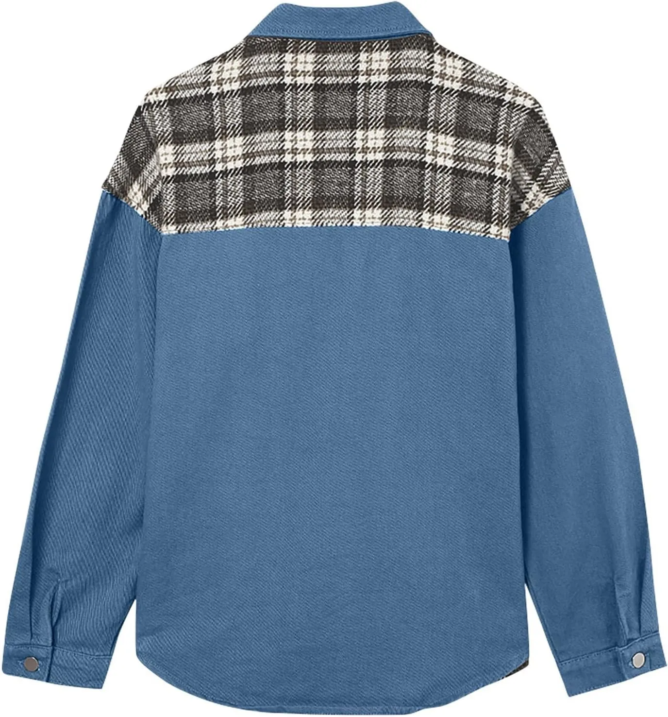 Womens Denim Jacket Plus Size Long Sleeve Lapel Button Down Boyfriend Denim Washed Coat Trucker Denim Jacket