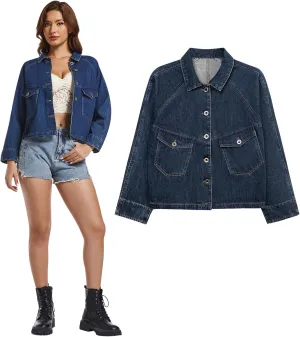 Womens Denim Jackets Classic Long Sleeve Jean Jacket Coats
