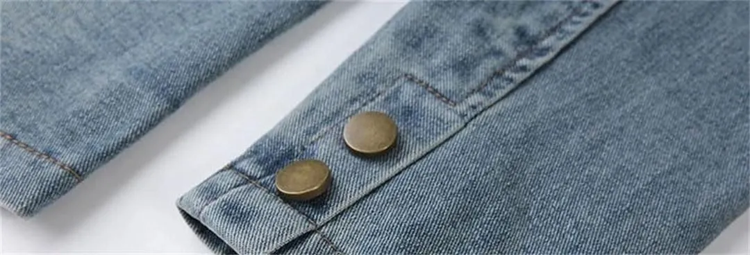 Women's Denim Jackets Short Crop Jeans Small Korean Long Sleeve Coats