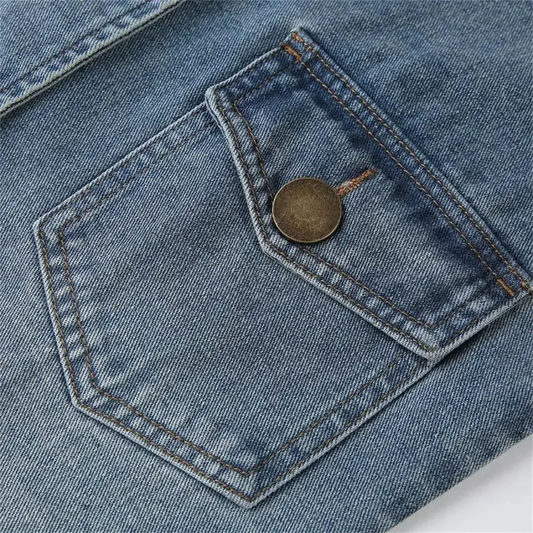 Women's Denim Jackets Short Crop Jeans Small Korean Long Sleeve Coats