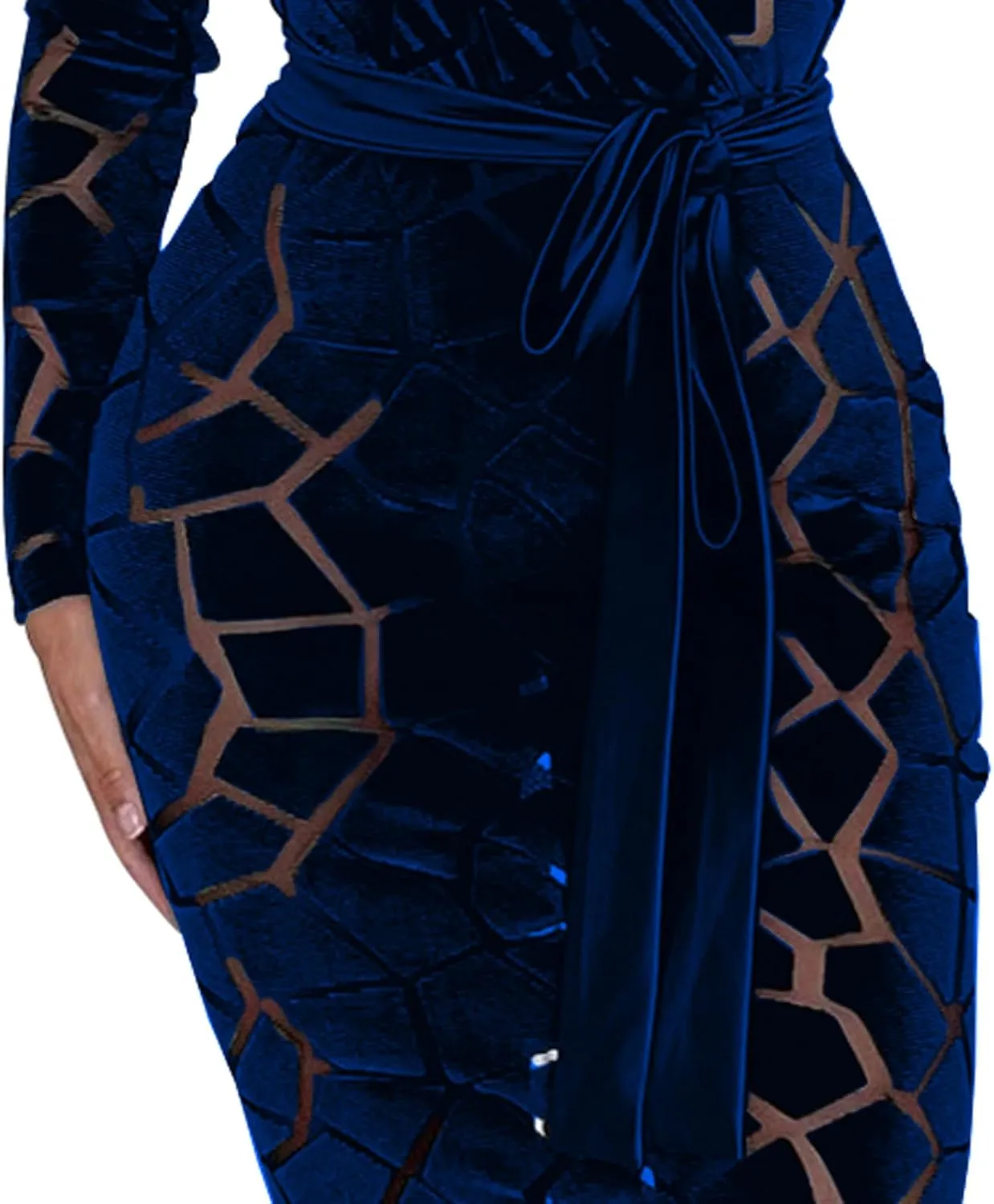 Women's Elegant Bodycon Long Dresses Deep V Neck Long Sleeves Club Night Party Midi Dress