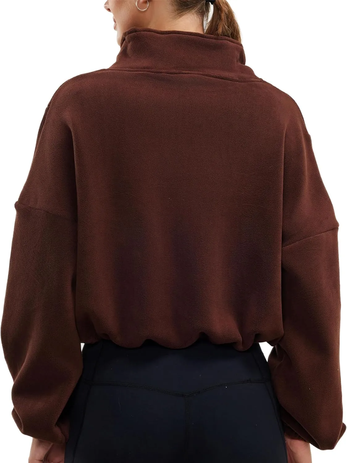 Womens Fleece Jacket Sherpa Cropped Oversized Sweatshirt Bomber Jackets for Women