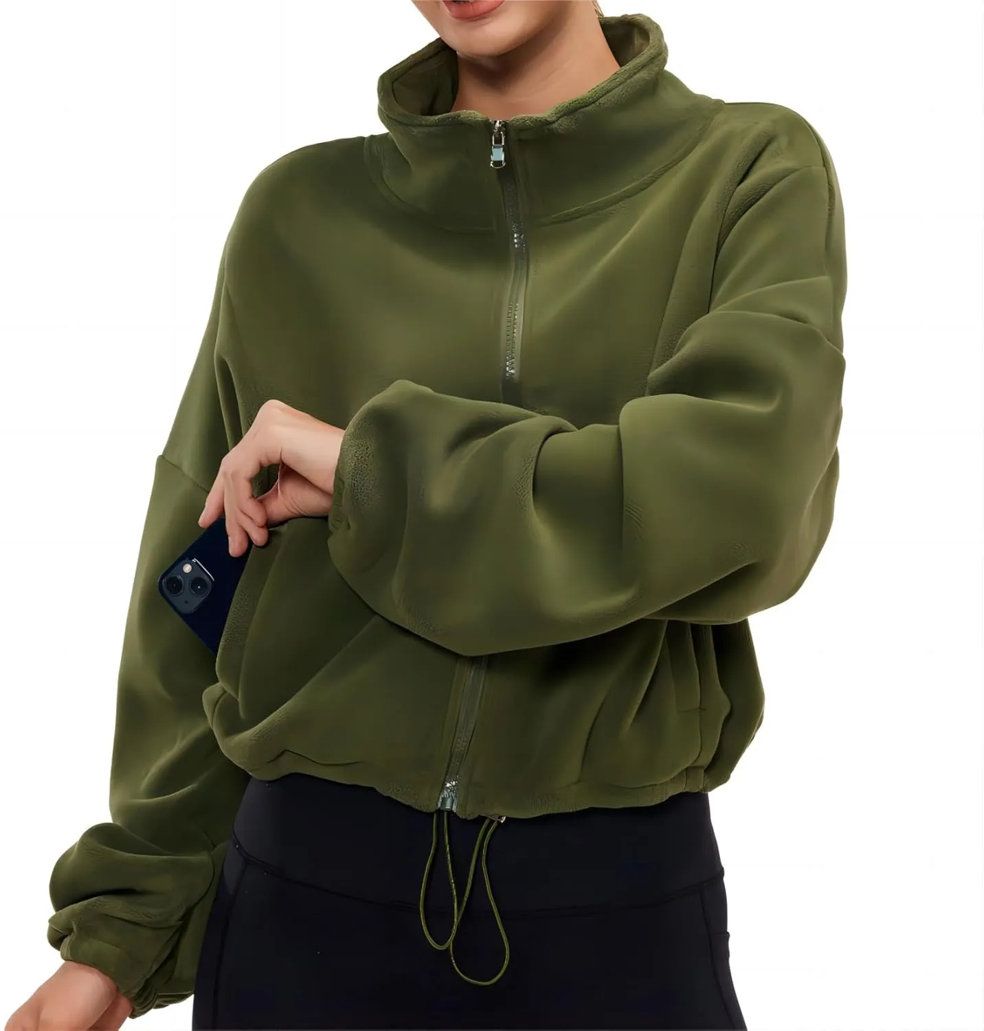 Womens Fleece Jacket Sherpa Cropped Oversized Sweatshirt Bomber Jackets for Women