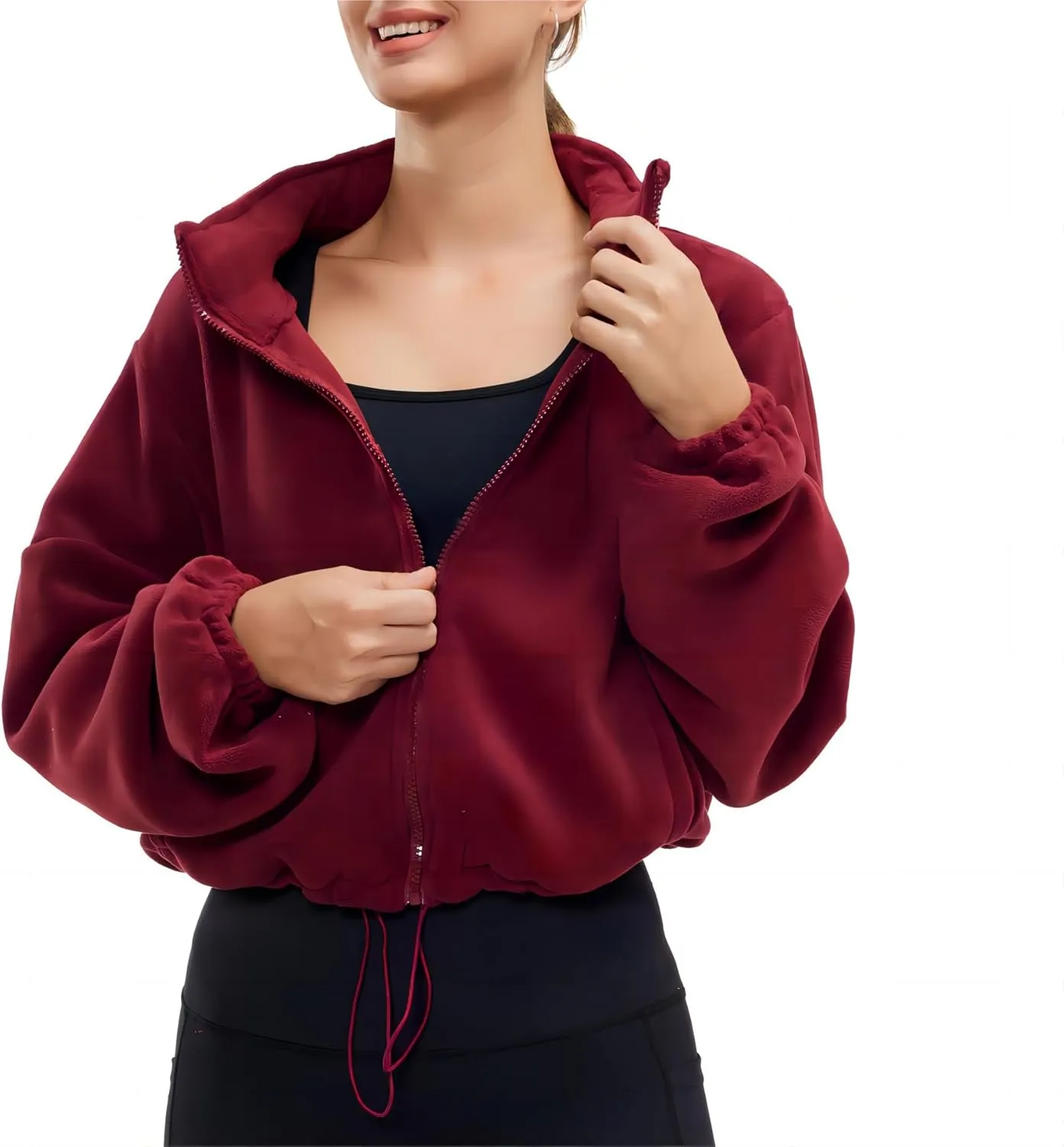 Womens Fleece Jacket Sherpa Cropped Oversized Sweatshirt Bomber Jackets for Women