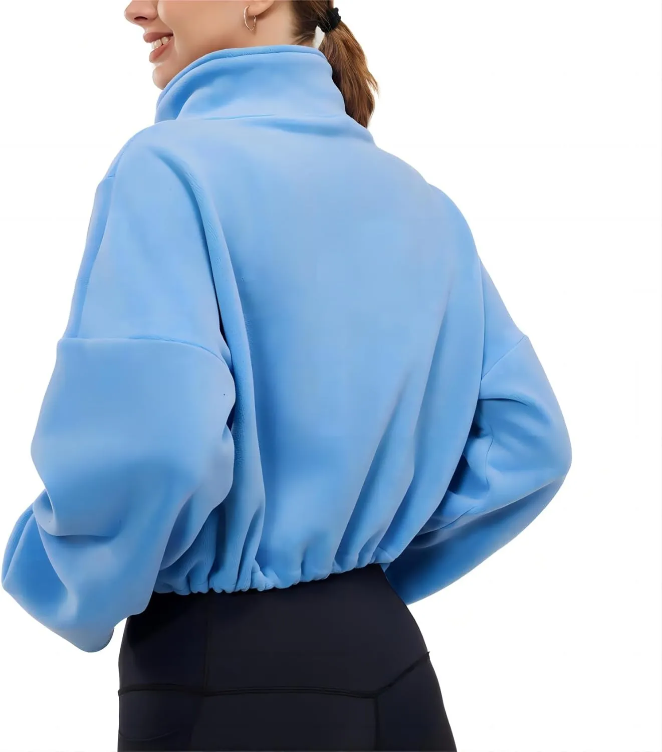 Womens Fleece Jacket Sherpa Cropped Oversized Sweatshirt Bomber Jackets for Women