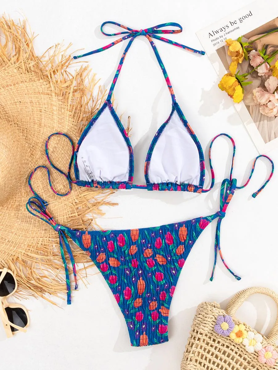 Women's Floral String Bikini Set | Sexy Two-Piece Swimwear | Beach & Pool Ready