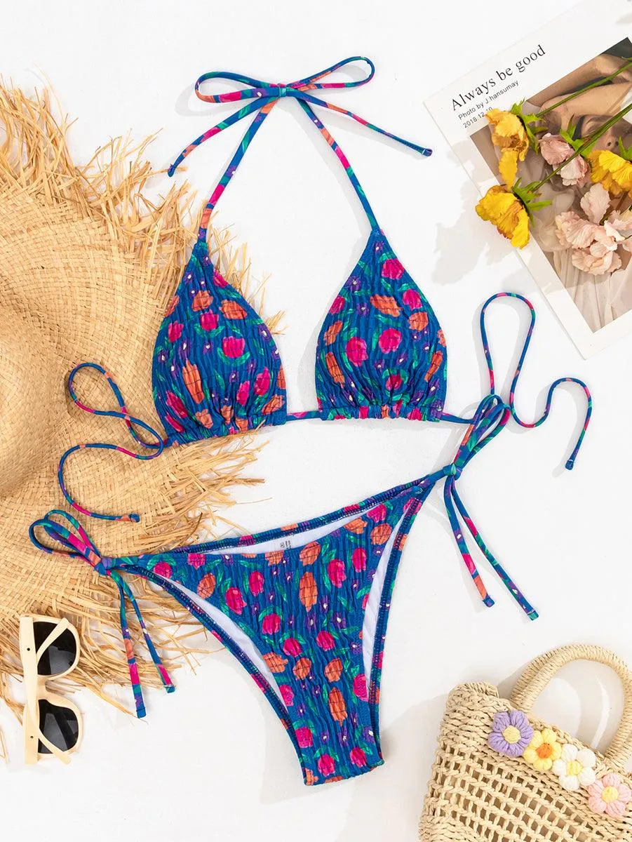 Women's Floral String Bikini Set | Sexy Two-Piece Swimwear | Beach & Pool Ready