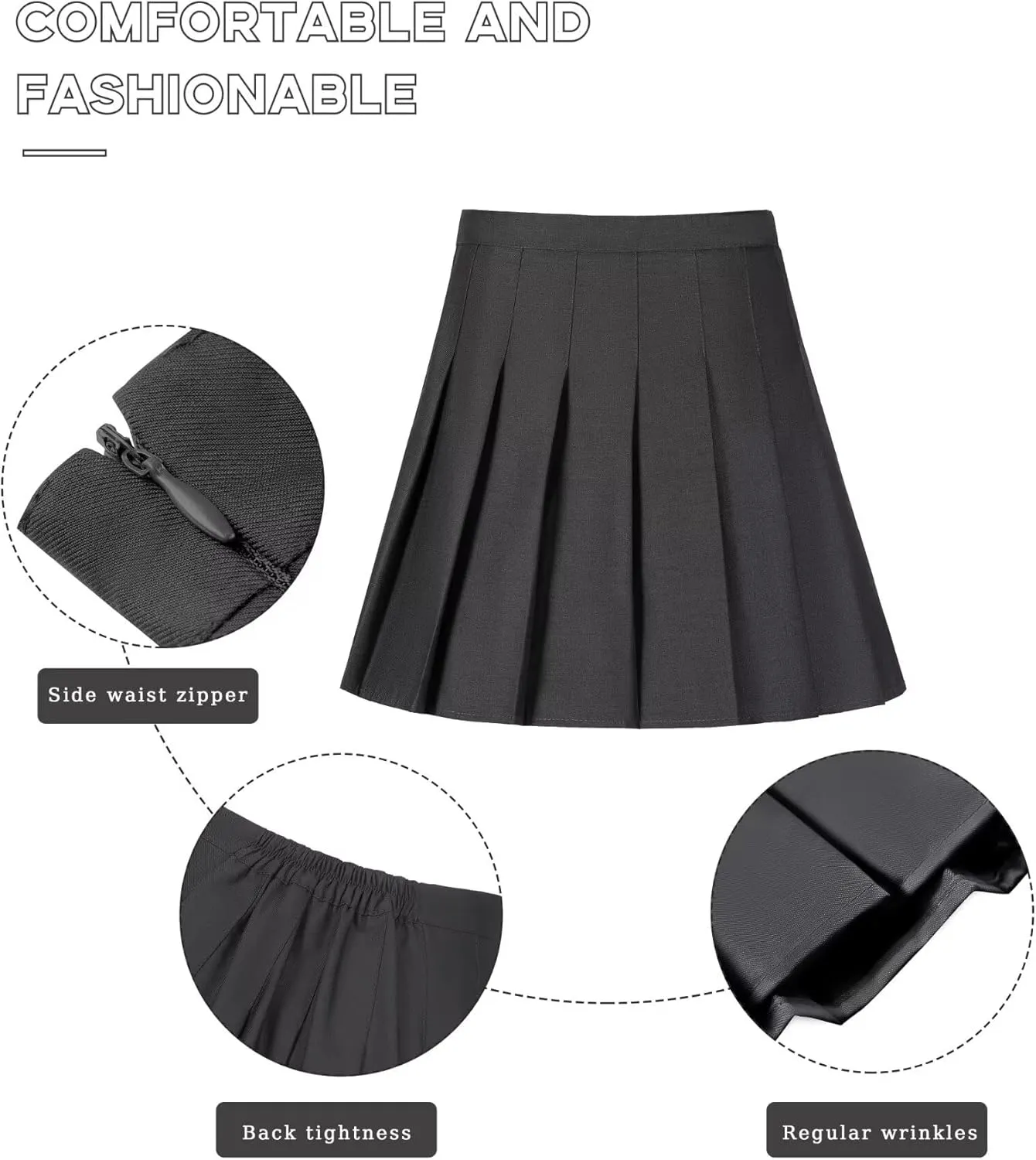 Womens Girls Pleated Tennis Skirts High Waisted A-line Skirt School Uniform Athletic Golf Skorts with Shorts,2T-4XL