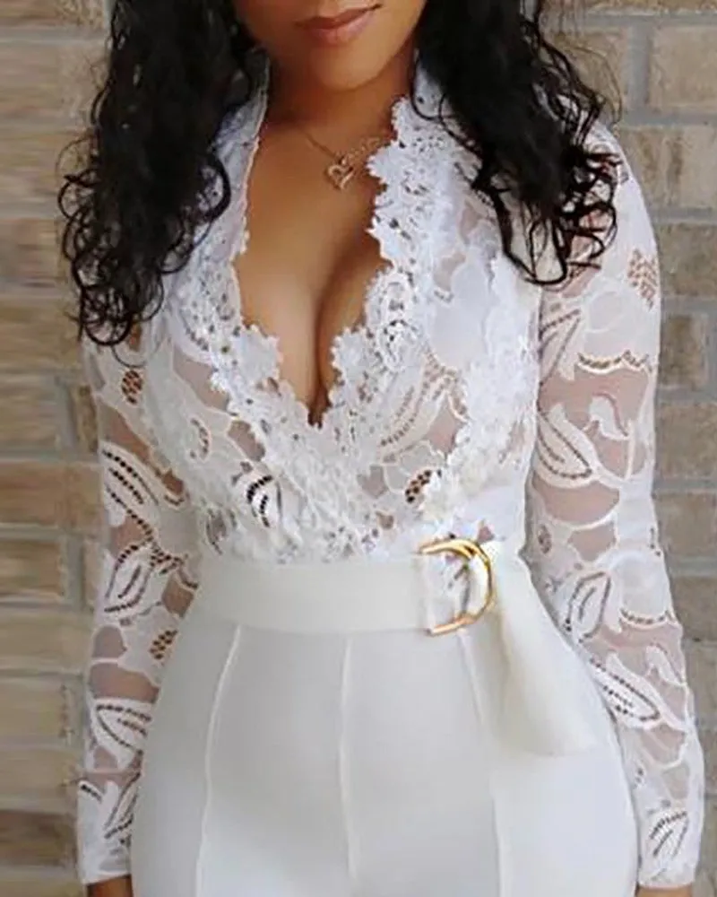 Women's jumpsuits lace white rompers