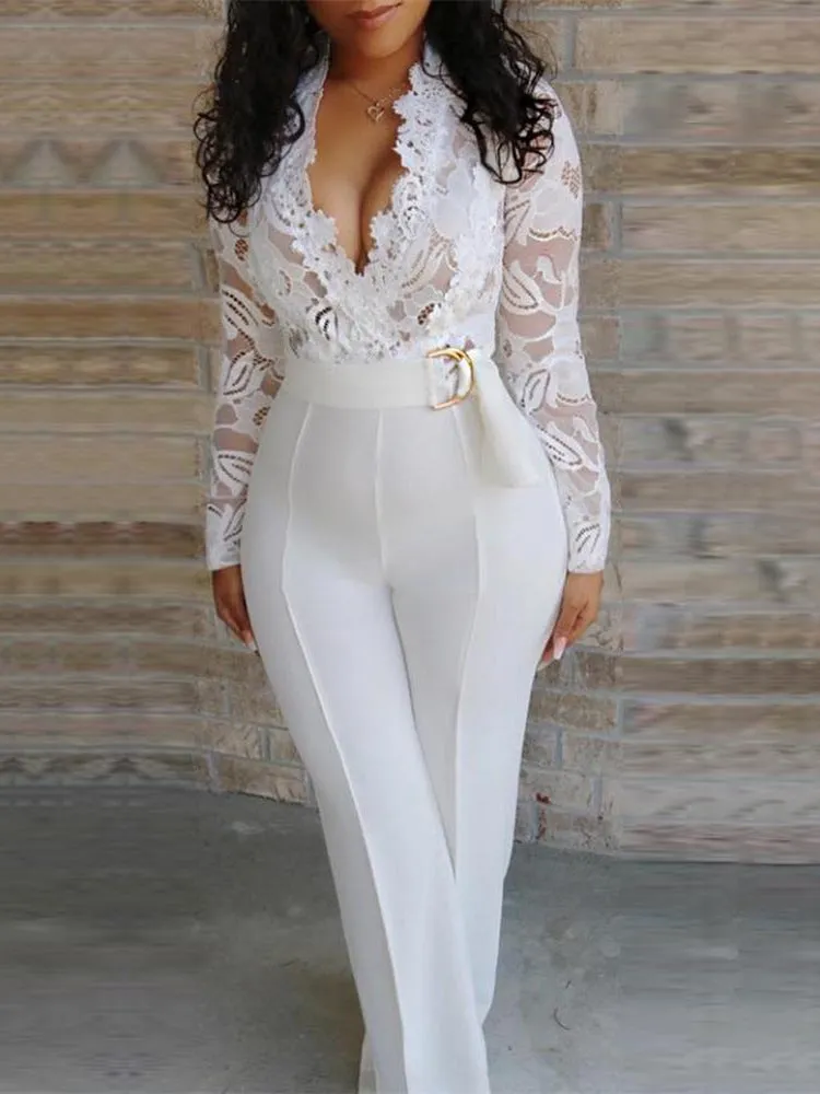 Women's jumpsuits lace white rompers