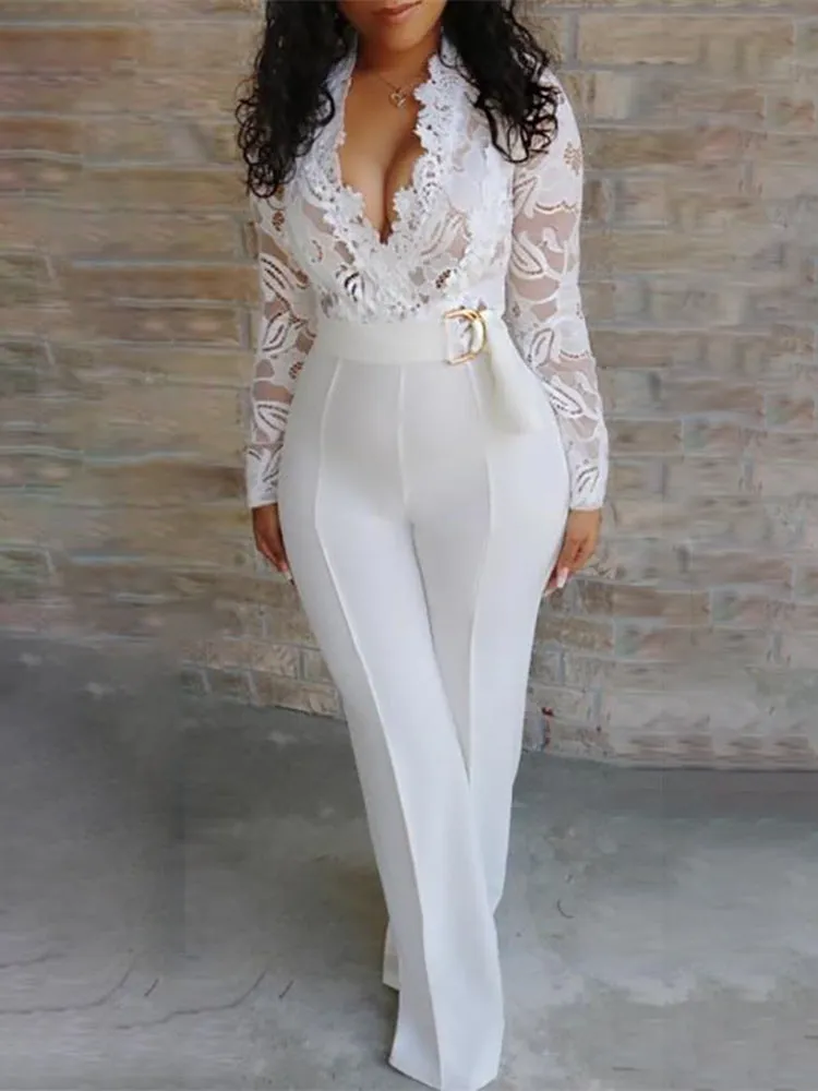 Women's jumpsuits lace white rompers