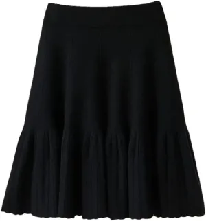 Women's Knitted Mini Sweater Skirts Elastic High Waist Short Pleated Skirts