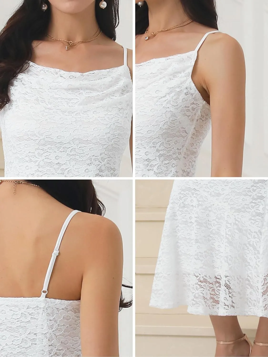 Women's Lace Bodycon Dresses Spaghetti Strap Sexy Cocktail Maxi Dress