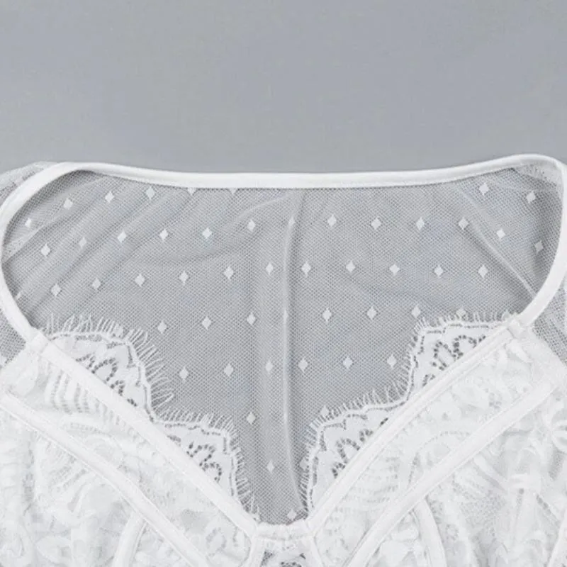 Women's Lace Slim Long Sleeve Bodysuit