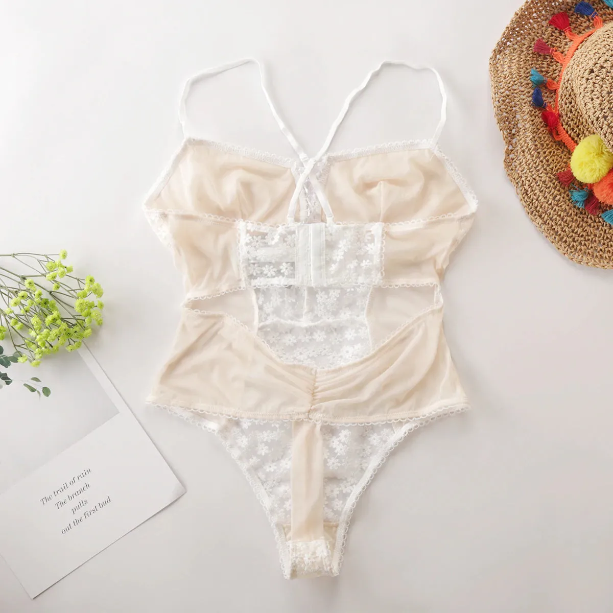 Women's Lace With Embroidery Bodysuit