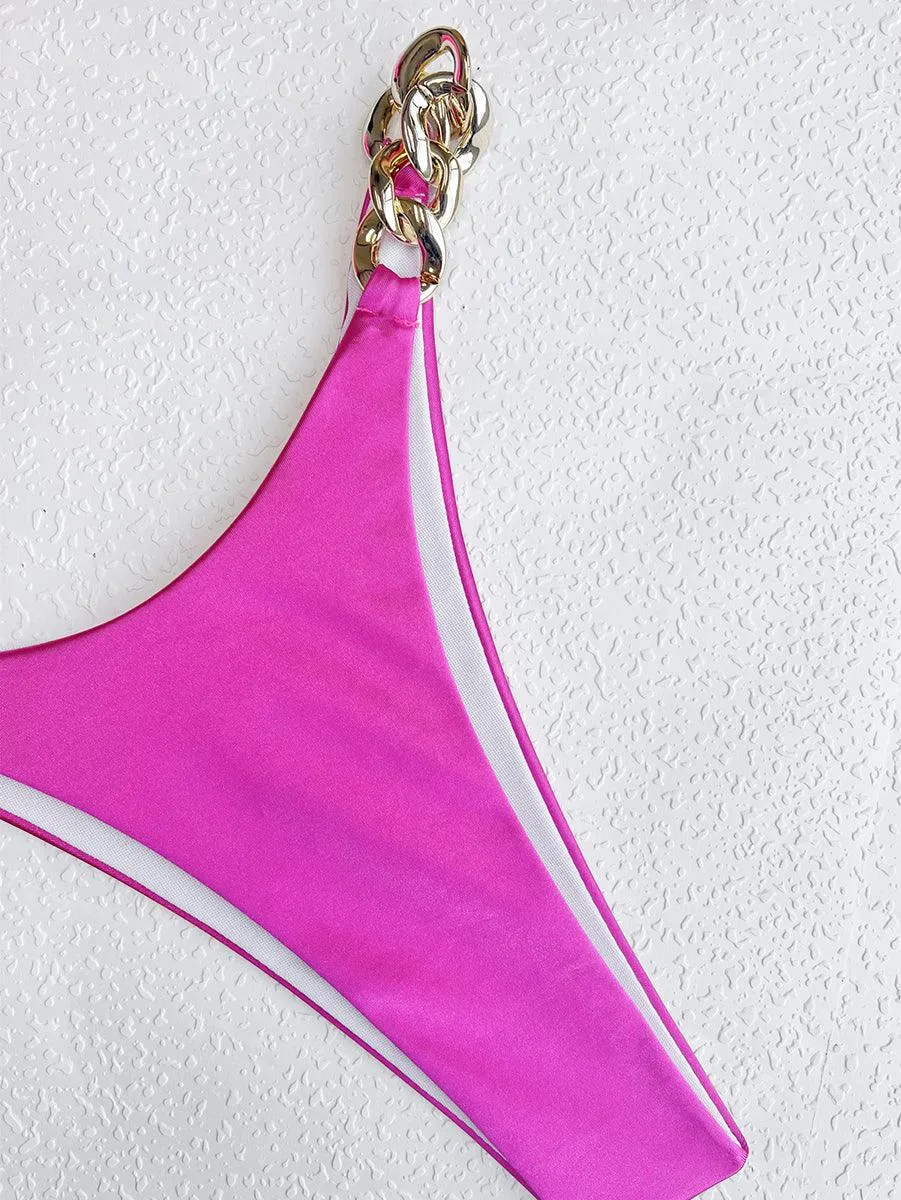Women's Micro Bikini Set with Chain Straps | Bright Color Swimwear