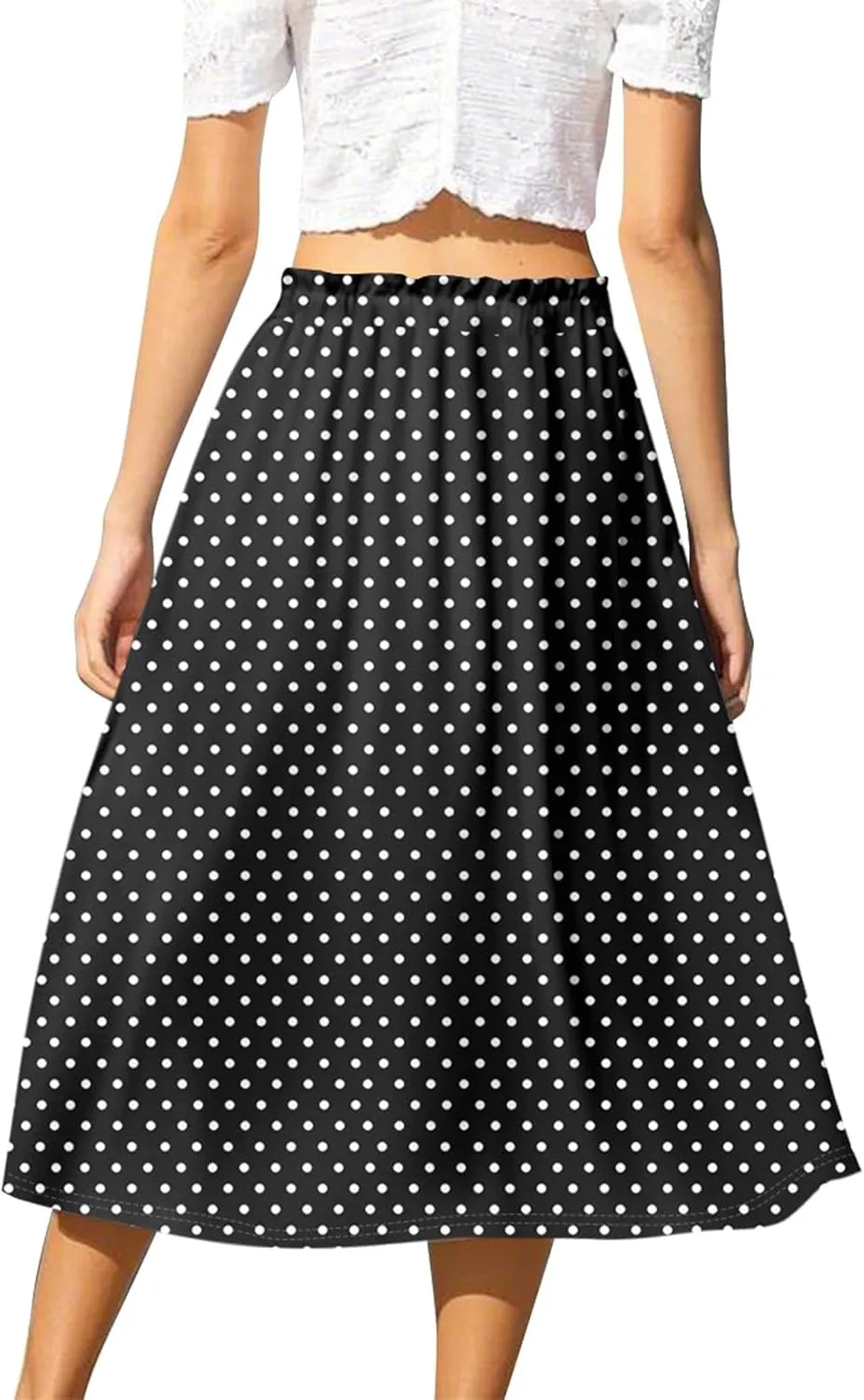 Women's Midi Boho Floral Skirts Trendy A Line Skirt Drawstring High Elastic Waist Comfy Flowy Skorts