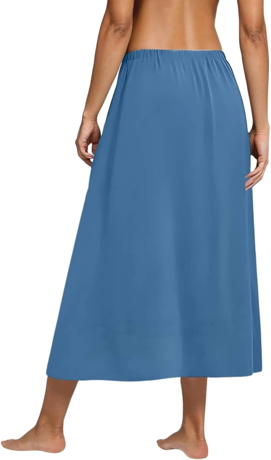 Women's Midi Boho Floral Skirts Trendy High Elastic Waist A Line Skirt Comfy Flowy Skorts with Pockets