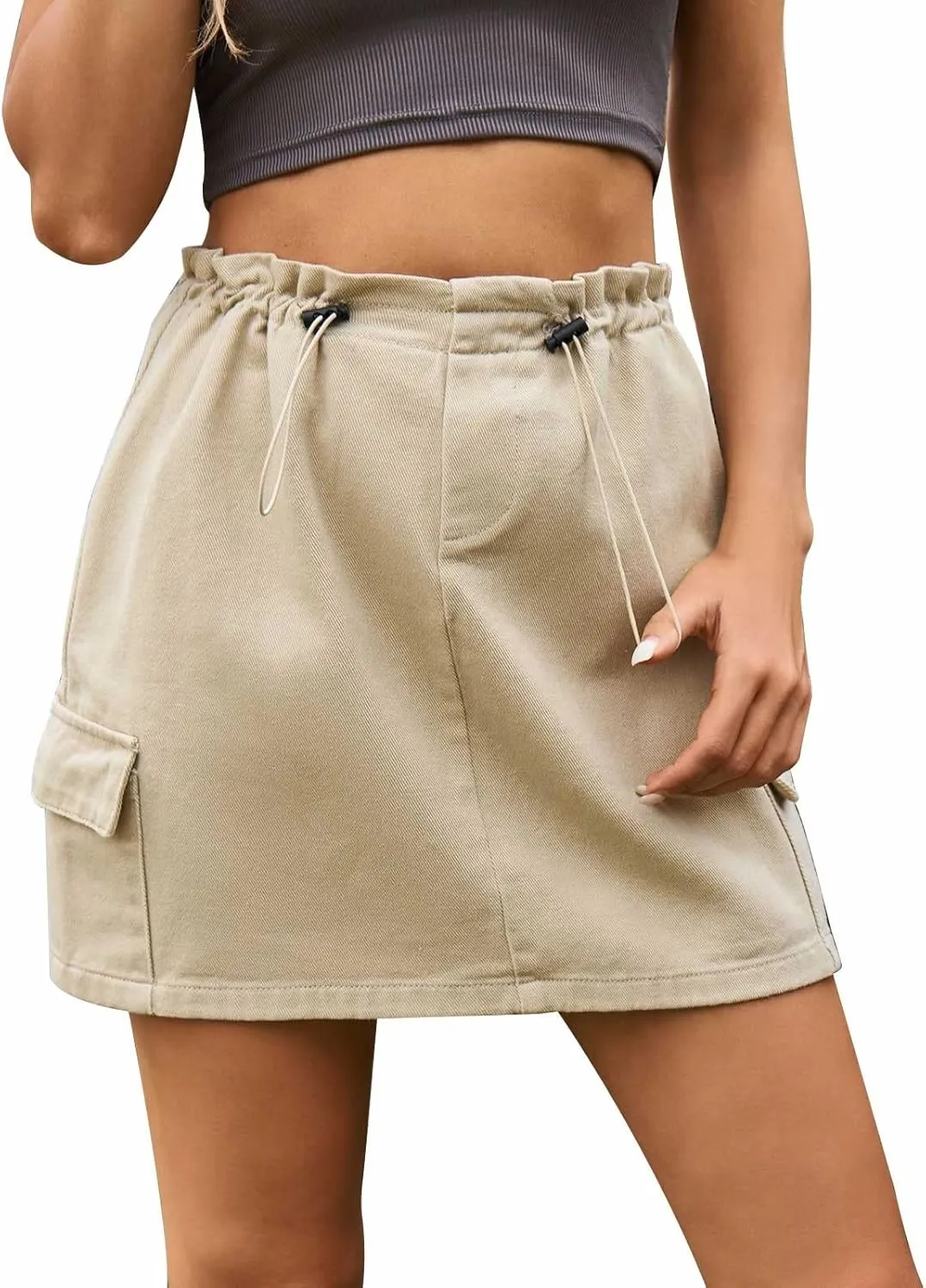 Women's Mini Skirt Women Casual High Waist Mini Skirt Bodycon Pleated Skirts Holiday Dress A Line Skirts with