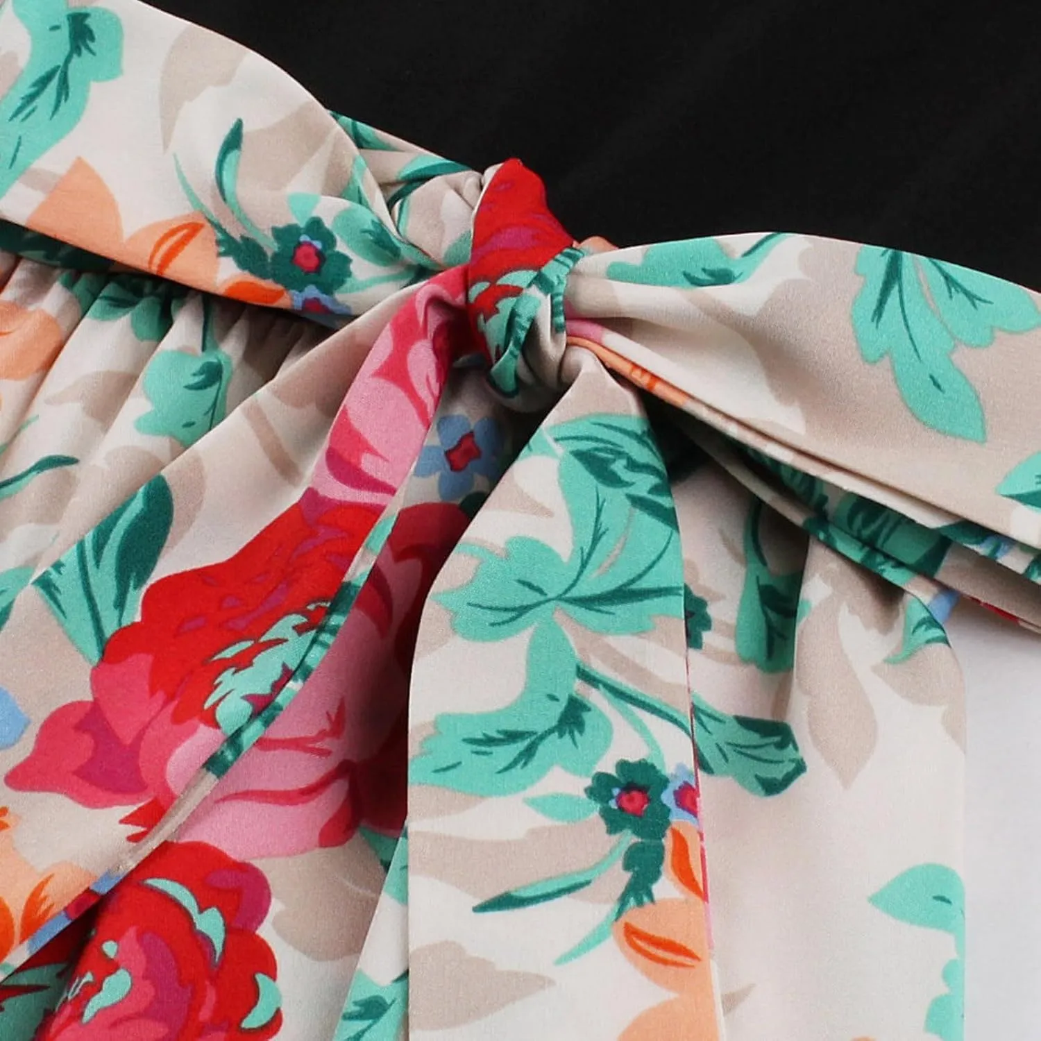 Women's Retro Sleeveless Crewneck Sundress Audrey Hepburn Style Cocktail Dress Patchwork Print A-Line Swing Dress