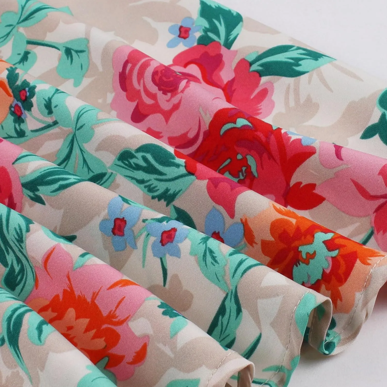 Women's Retro Sleeveless Crewneck Sundress Audrey Hepburn Style Cocktail Dress Patchwork Print A-Line Swing Dress