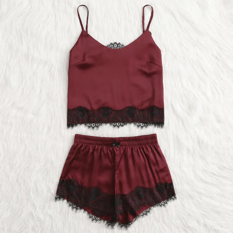 Women's Satin Top And Shorts