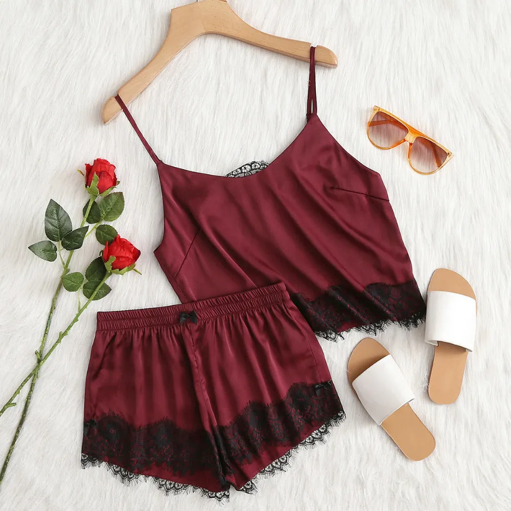Women's Satin Top And Shorts