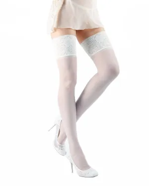 Women's Sensuale Silky Sheer French Lace Thigh High Stockings