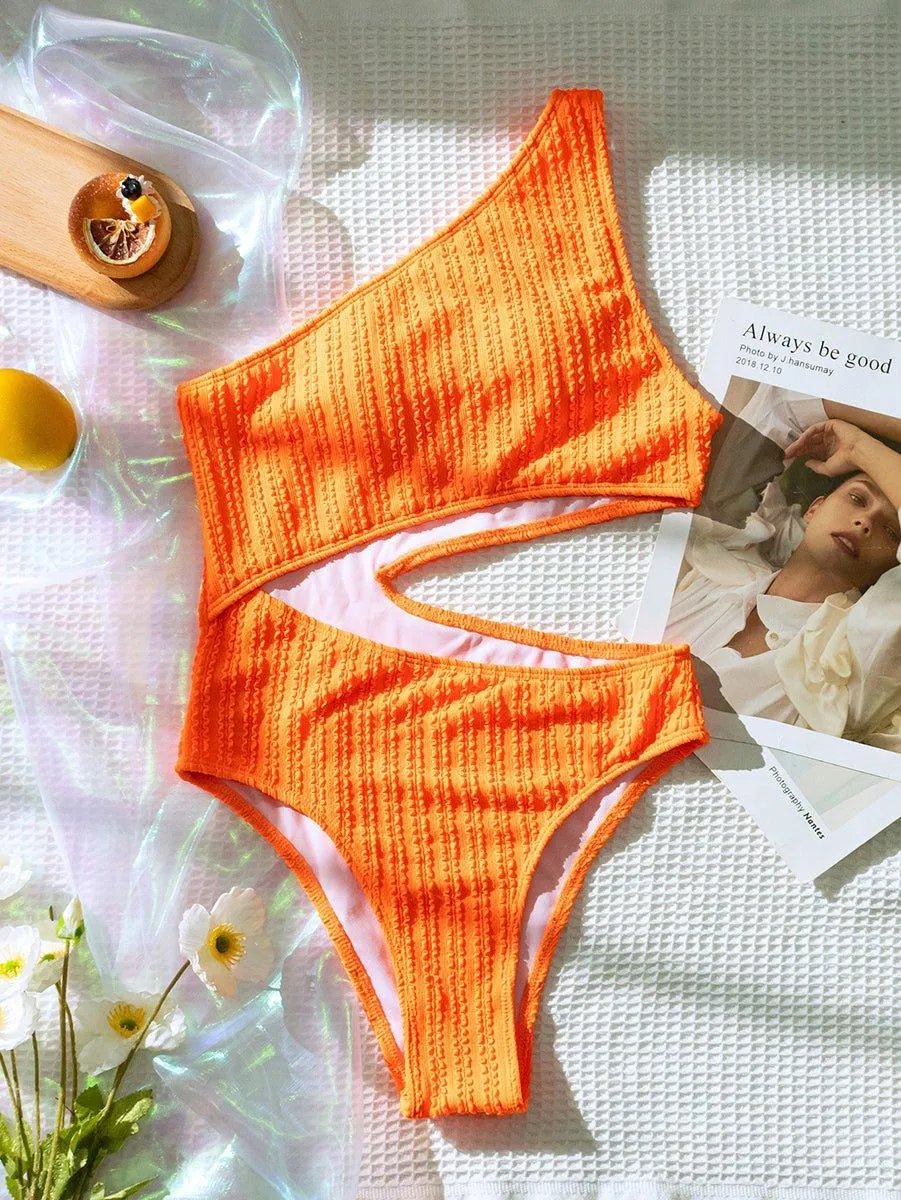 Women's Sexy Orange One-Piece Swimsuit - GFIT Beachwear