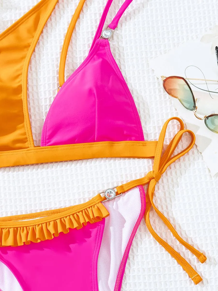 Women's Sexy Rose Red Bikini Set - Designer Swimwear for Beach & Pool