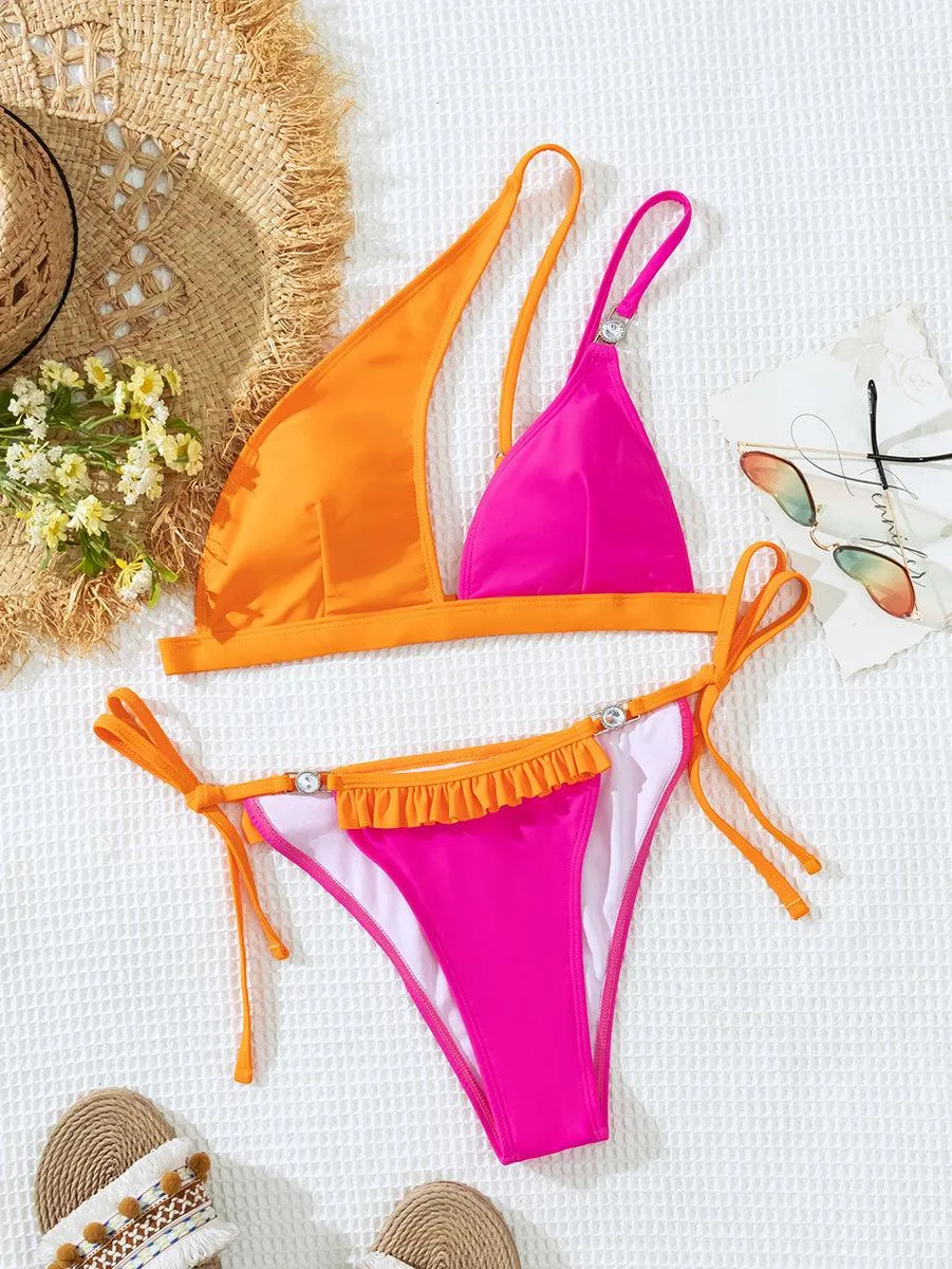 Women's Sexy Rose Red Bikini Set - Designer Swimwear for Beach & Pool