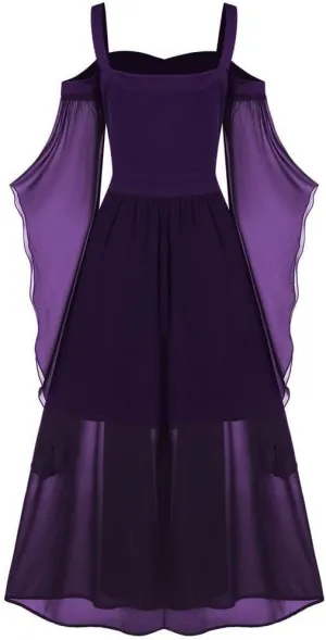 Women's Sheer Mesh Spaghetti Strap Off-Shoulder Sexy Evening Halloween Dress Elegant Party Cocktail Long Flowy Dress