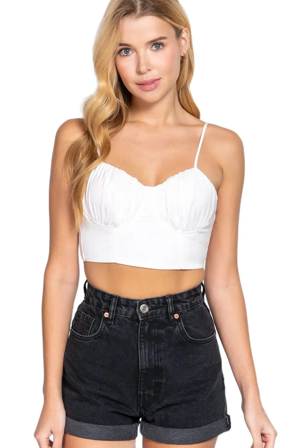 Women's Sleeveless Sweetheart Neck Ribbon Tie Woven Top