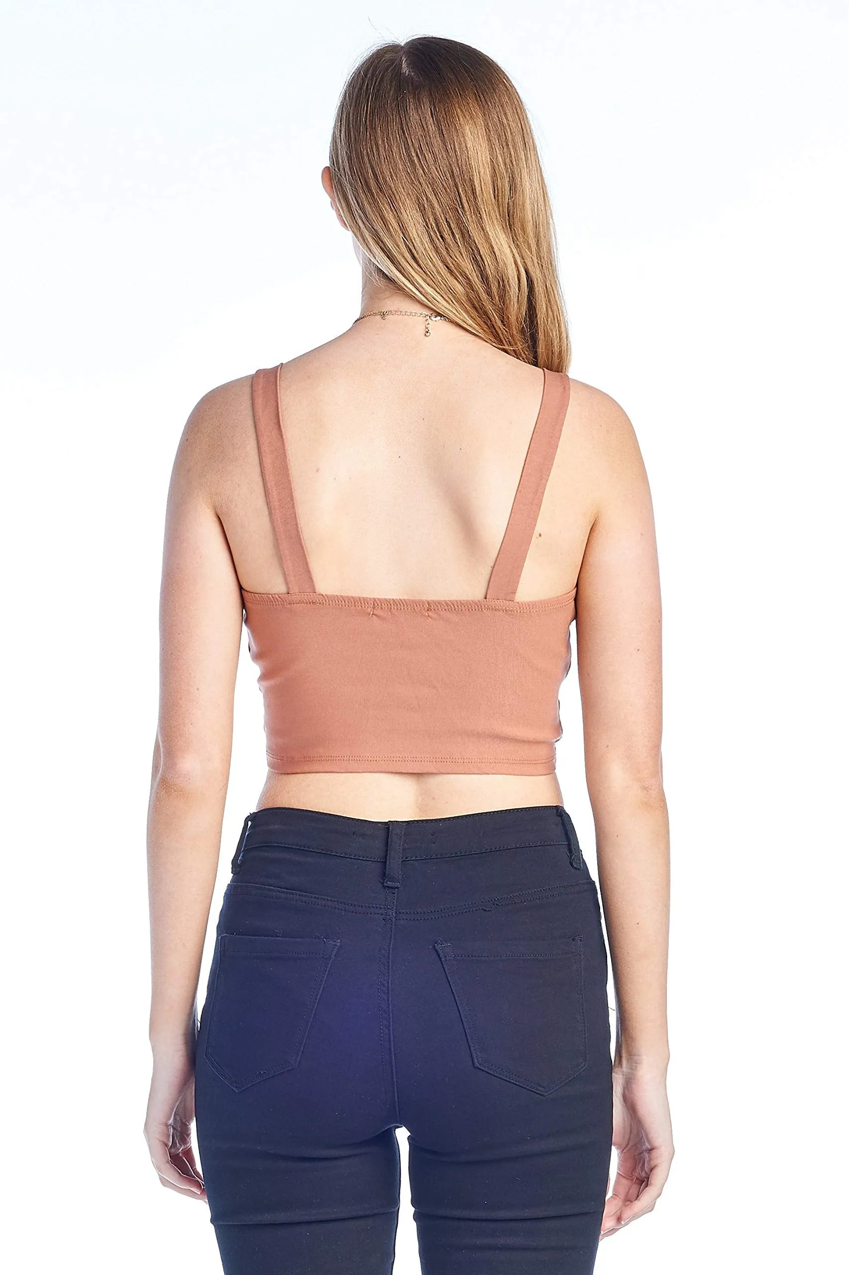 Women's Sleeveless Tank Caged Detail Stretch Sweet Heart Neckline Bustier Bralette Corset Crop Top