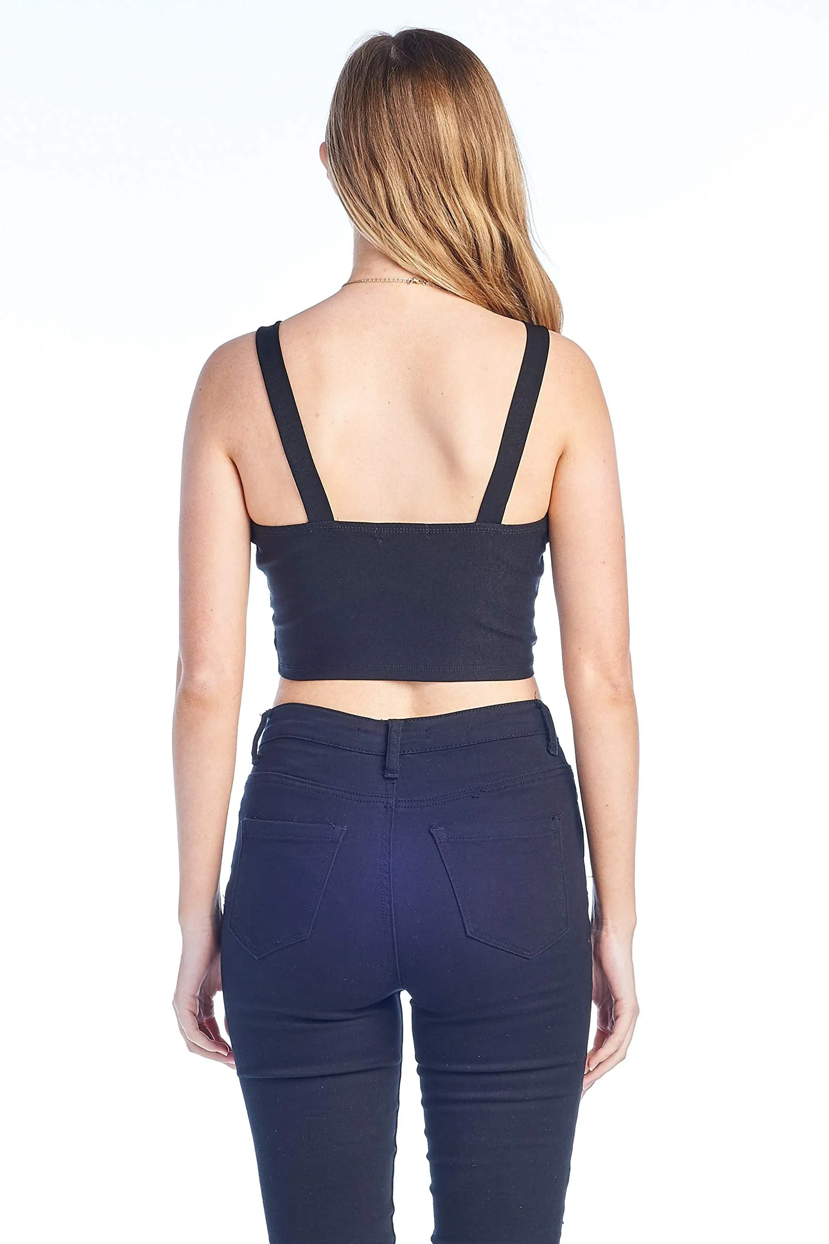 Women's Sleeveless Tank Caged Detail Stretch Sweet Heart Neckline Bustier Bralette Corset Crop Top