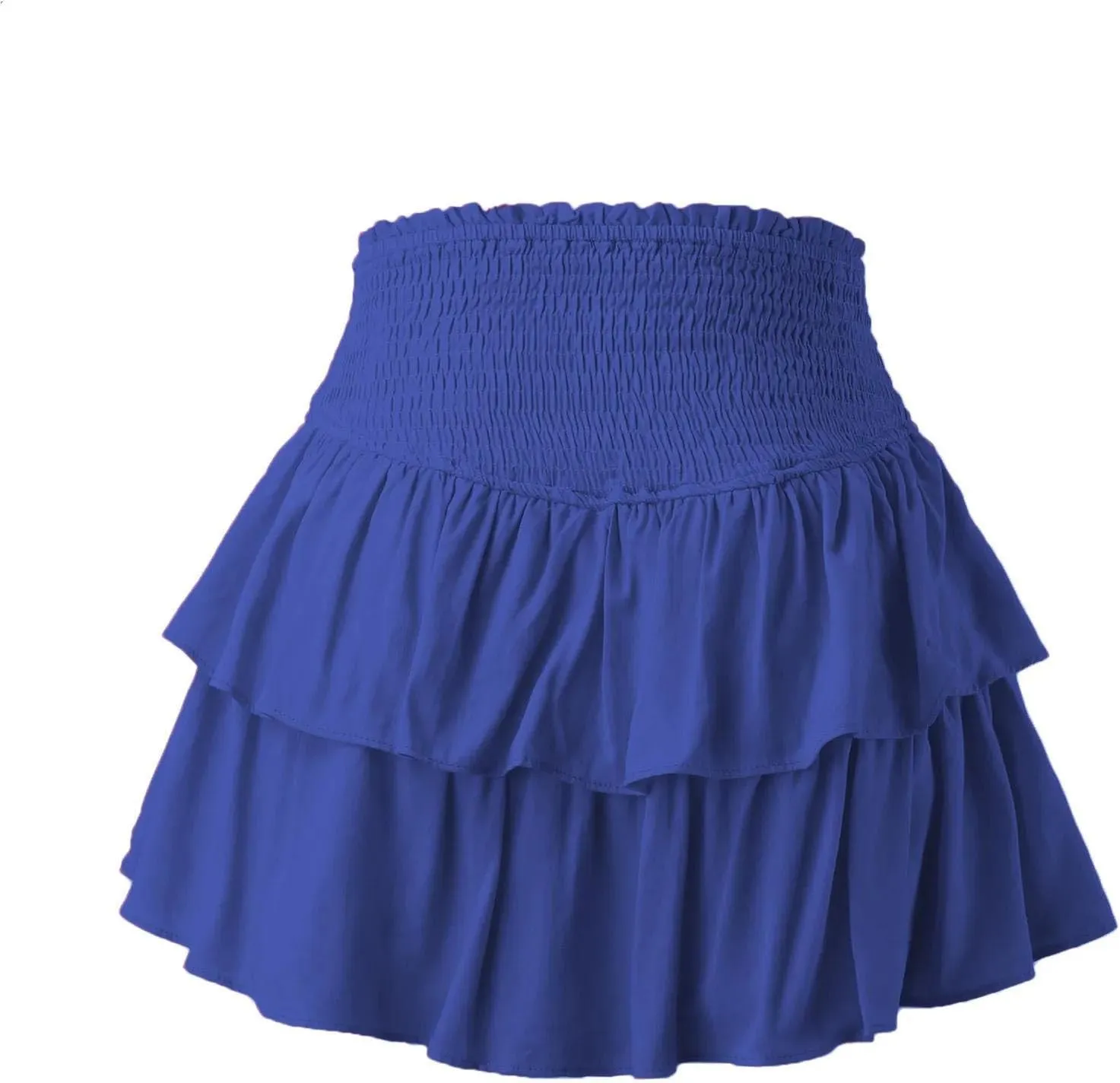 Women's Strecth Elastic Waist Mini Pleated Skirts Summer Ruffles Short Skirt