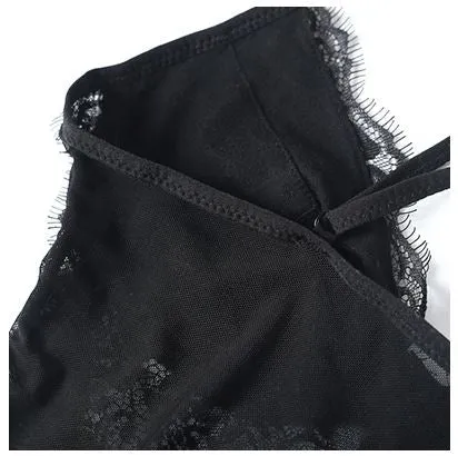 Women's Summer Backless Black Lace Bodysuit