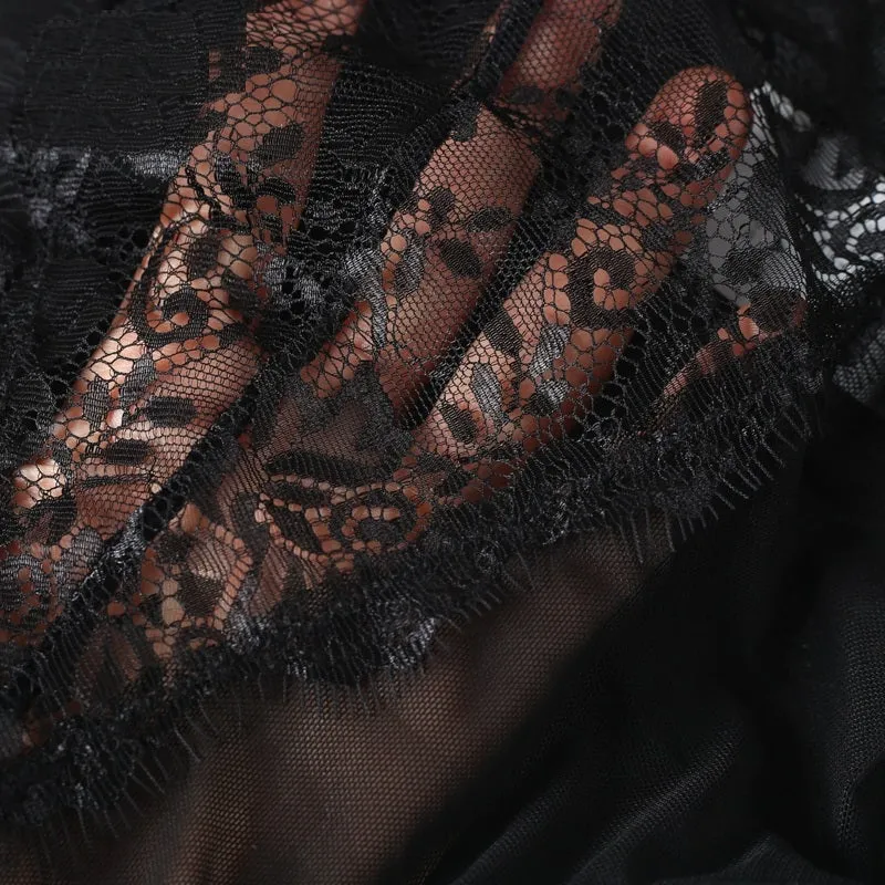 Women's Summer Backless Black Lace Bodysuit