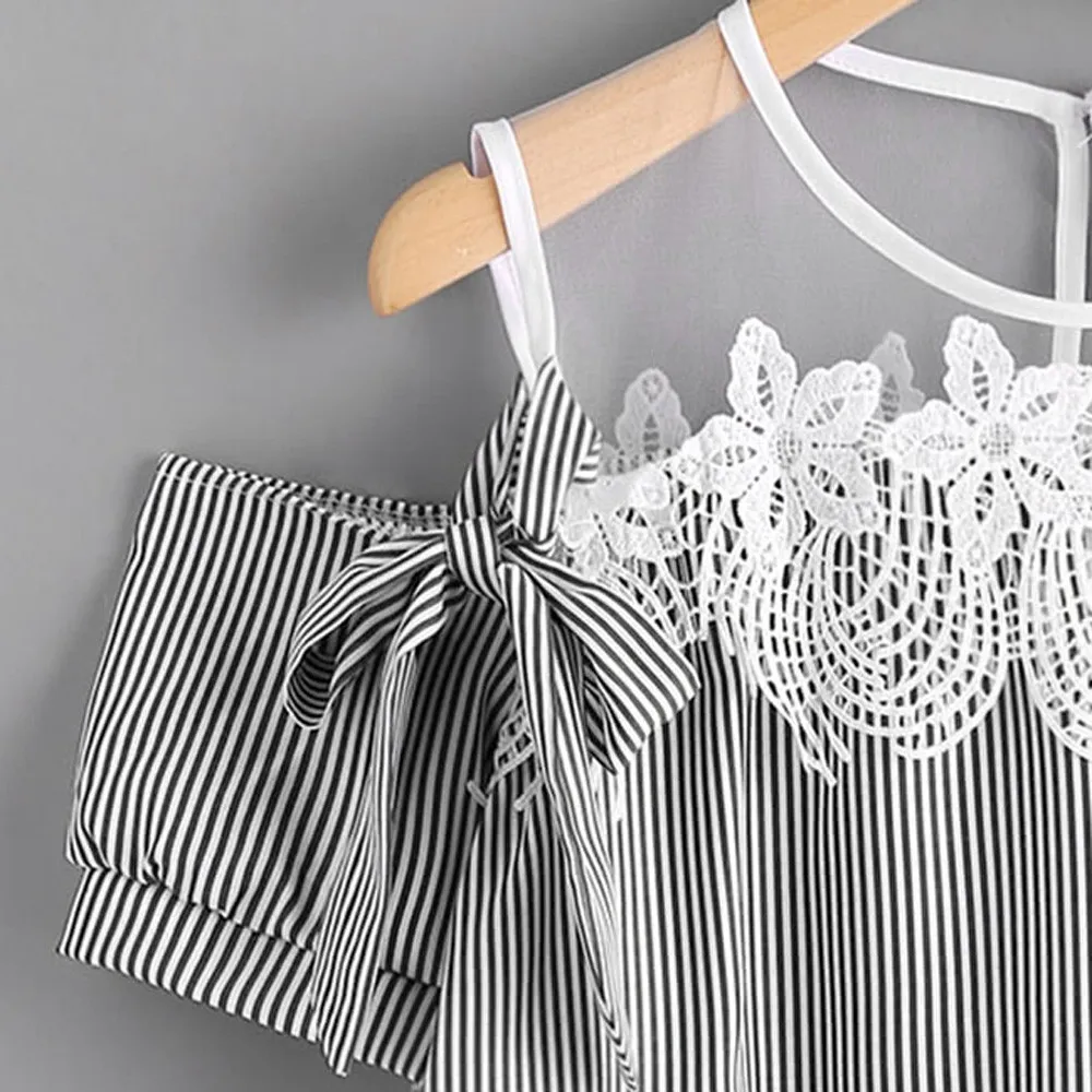 Women's Summer Casual Striped Short-Sleeved Top
