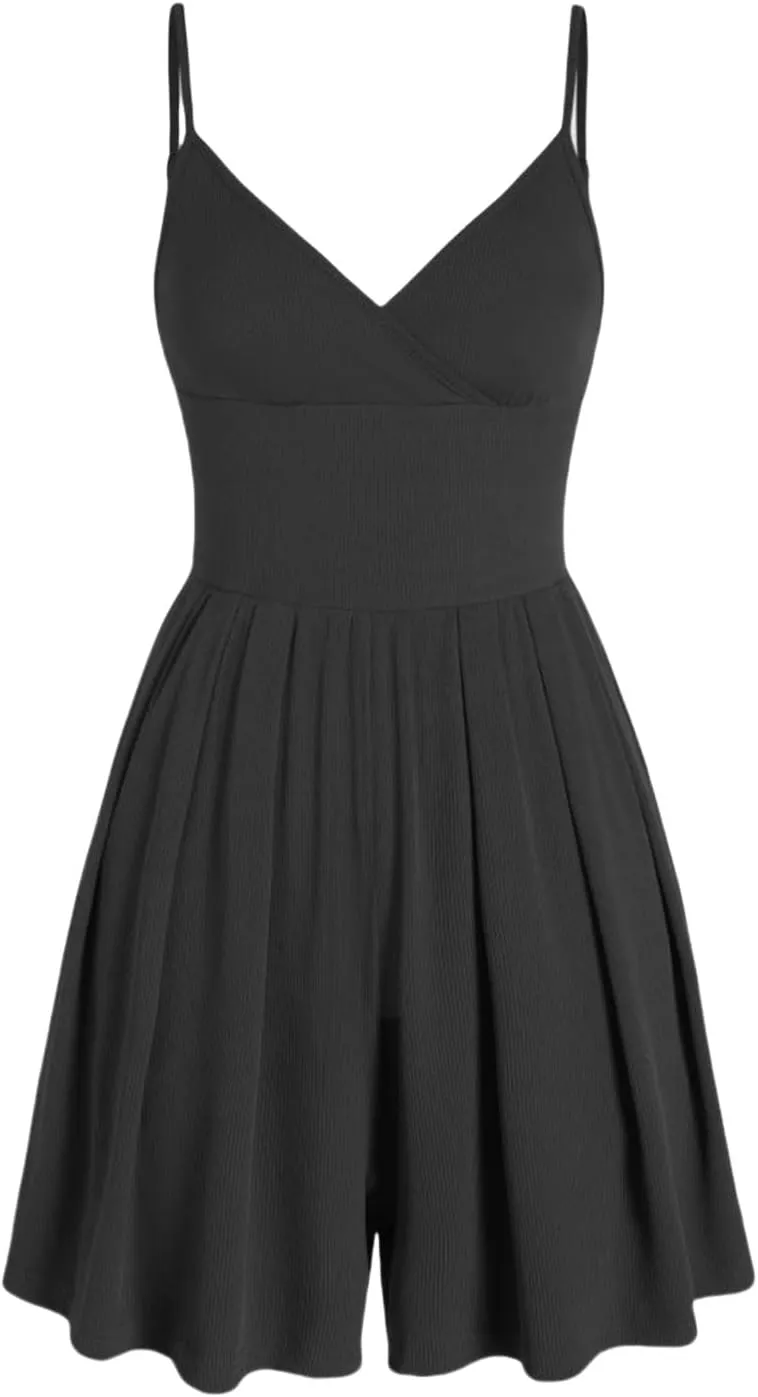 Womens Sundress 2025 Deep V Neck Spaghetti Strap Backless A-Line Dress Casual Beach Midi Dresses