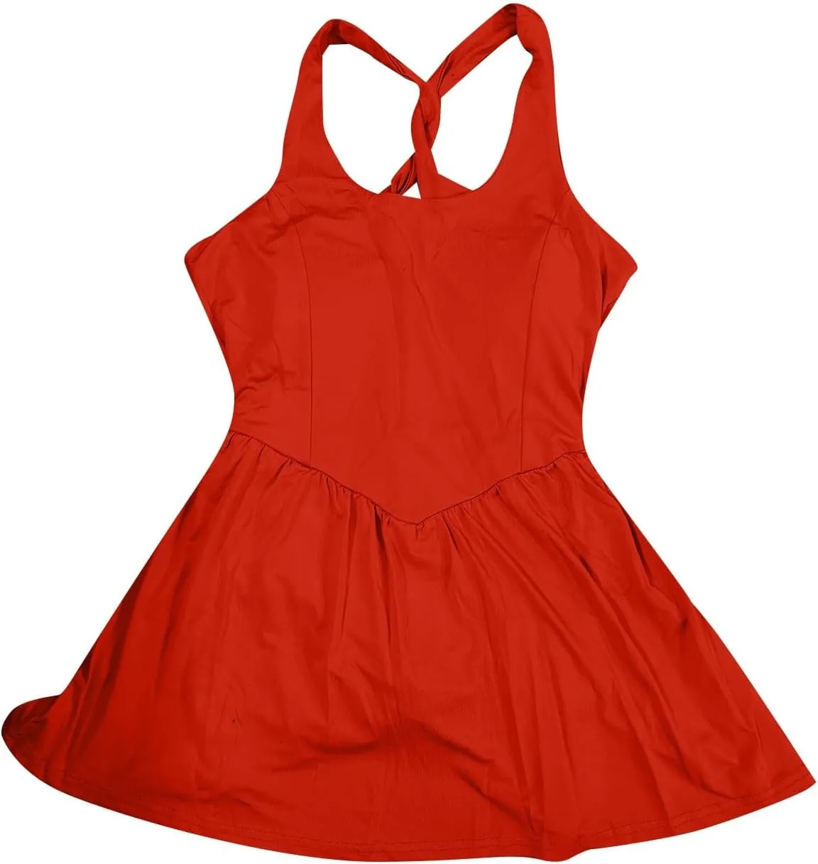 Womens Tennis Skirt Square Neck Sleeveless Straped Pleated Summer Atheltic Dress Casual Slim Breathable Workout Skort