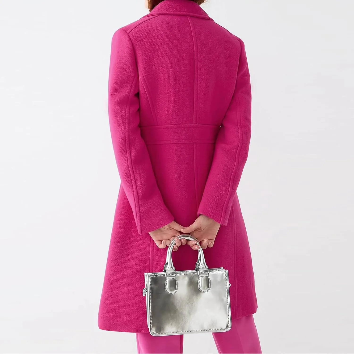 Women's Trench Coats Trendy 2024 Winter Warm Long Coat Slim Classic Solid Color Trench Coats